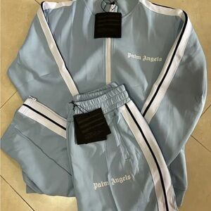 Palm Angels Sky Blue Tracksuit with Stripes